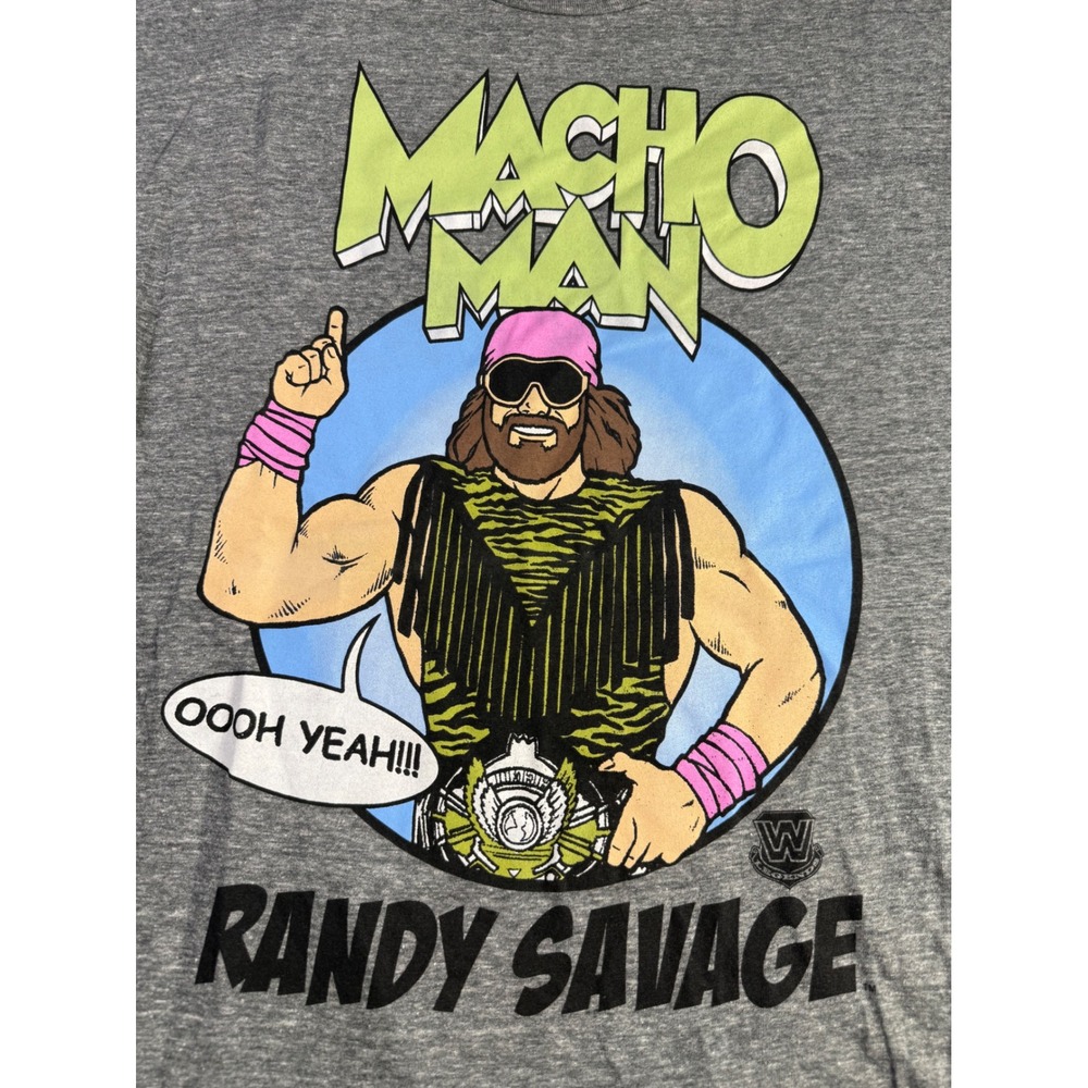 WWE Macho Man Randy Savage Graphic T-Shirt Mens Medium Gray Wrestling Legends